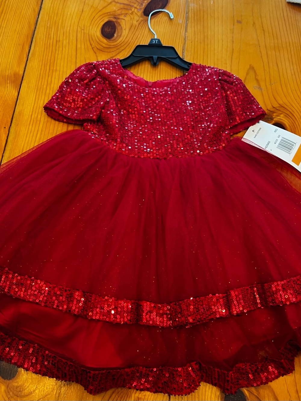 Rare Editions Red Sequin Tulle Party Dress